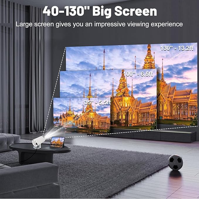 Portable Mini Projector, 4K 1080P Full HD