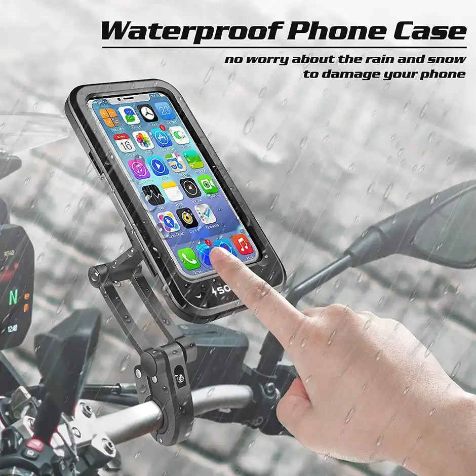 Bike Phone Mount Waterproof Smartphone Holder For 4 - 7 inches Smartphones| 360 Rotation - Black